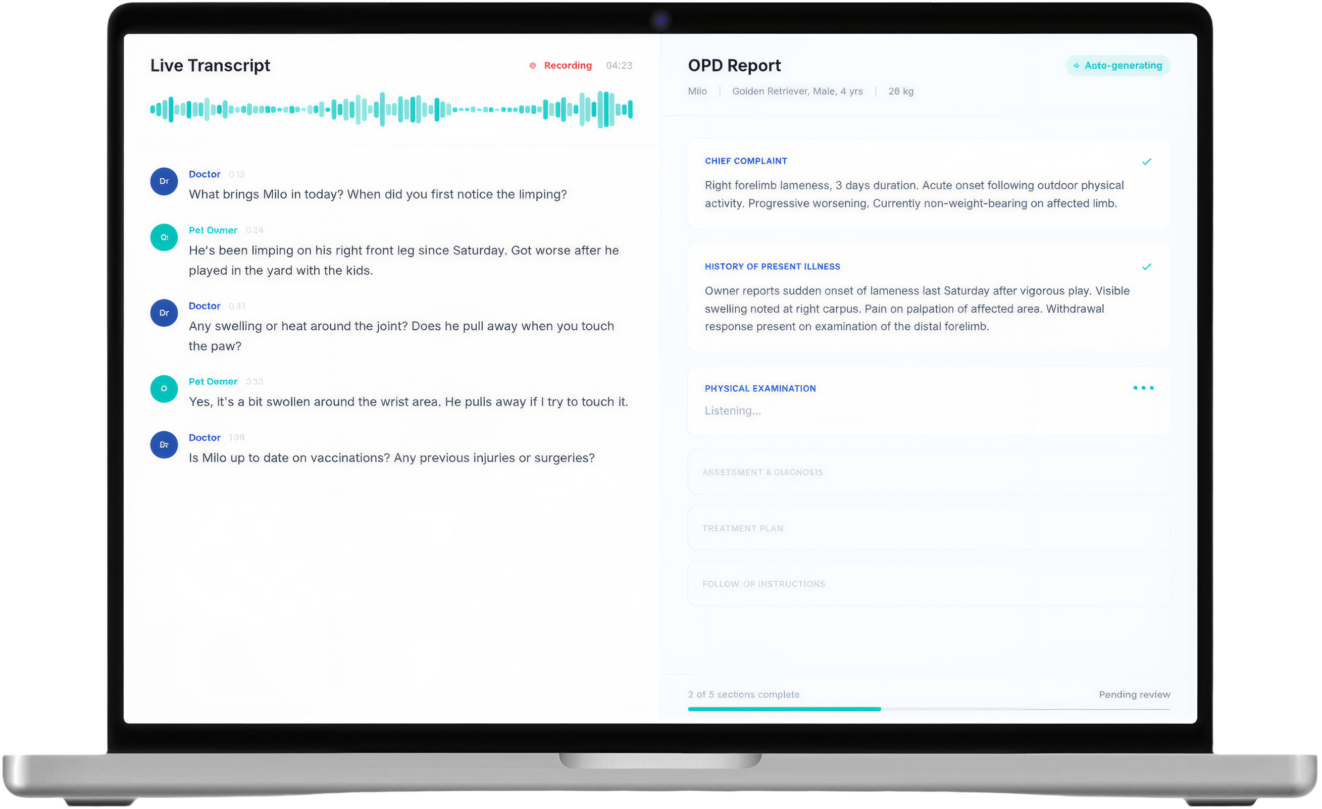 CareVet app interface